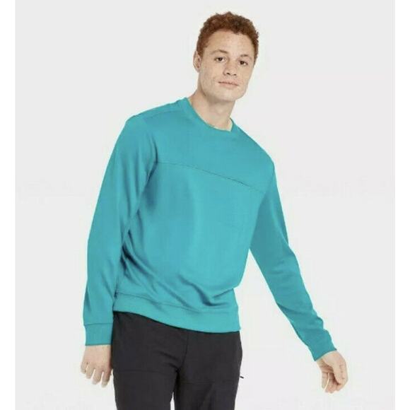 All in Motion Men's Ponte Crew Neck Sweatshirt Turquoise Blue Size XL NWT - Picture 2 of 8